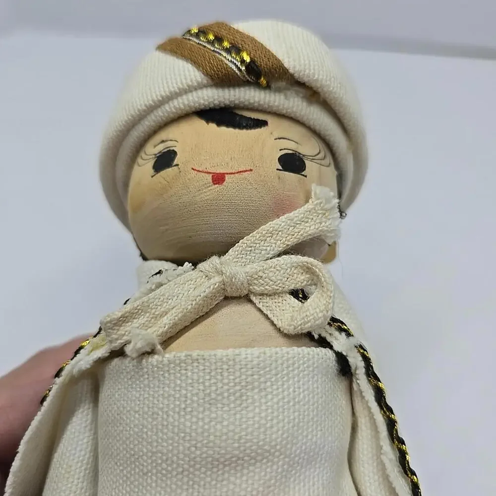 Chinese Ethnic 6" Wood Doll Hand Painted Figurine Traditional Detailed Costume - Picture 10 of 11